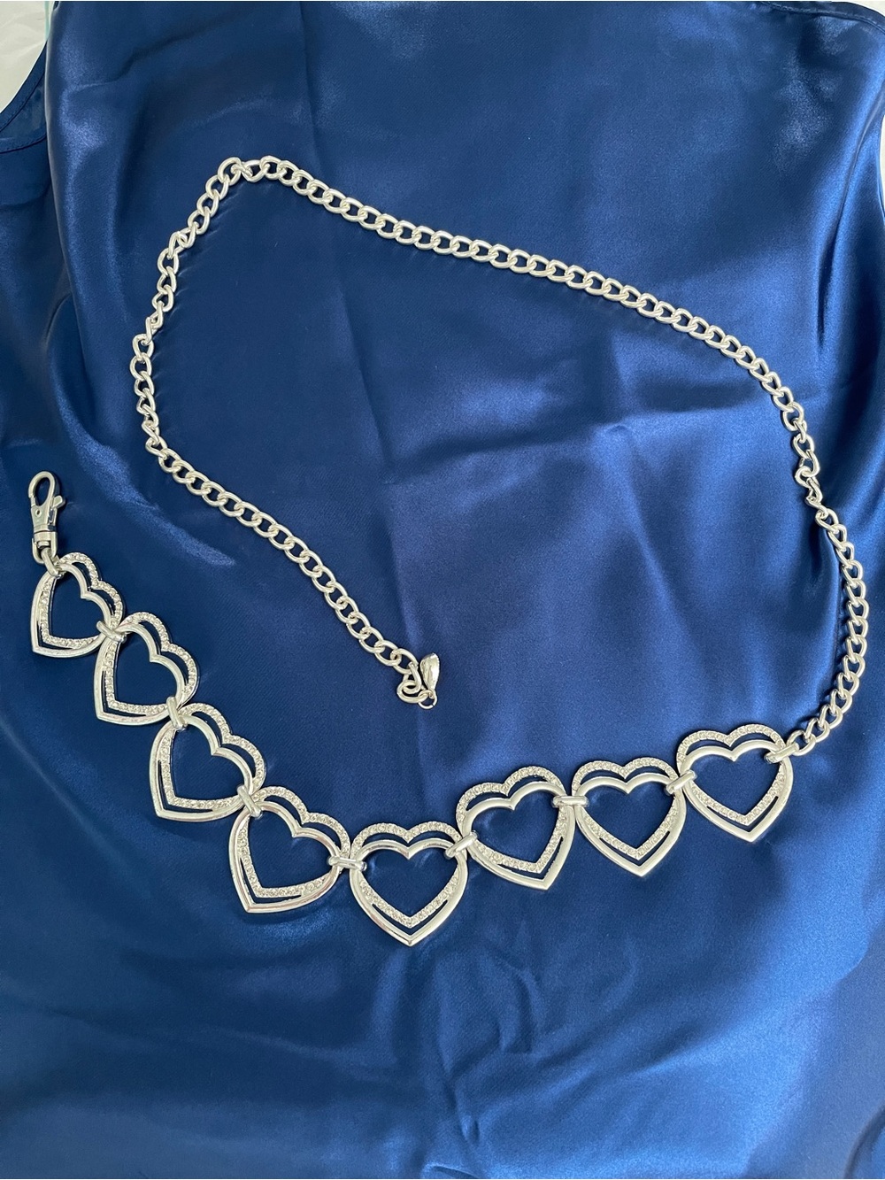 Silver Heart Link Waist Chain Belt - Women's Jewelry
